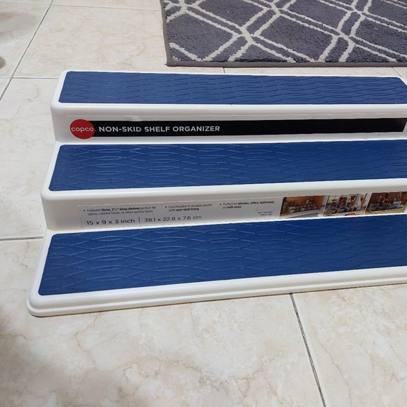 Copco Non Skid Shelf Organizer  15 X 9 X 3 NAVY BLUE 3 Tiers - Picture 4 of 10